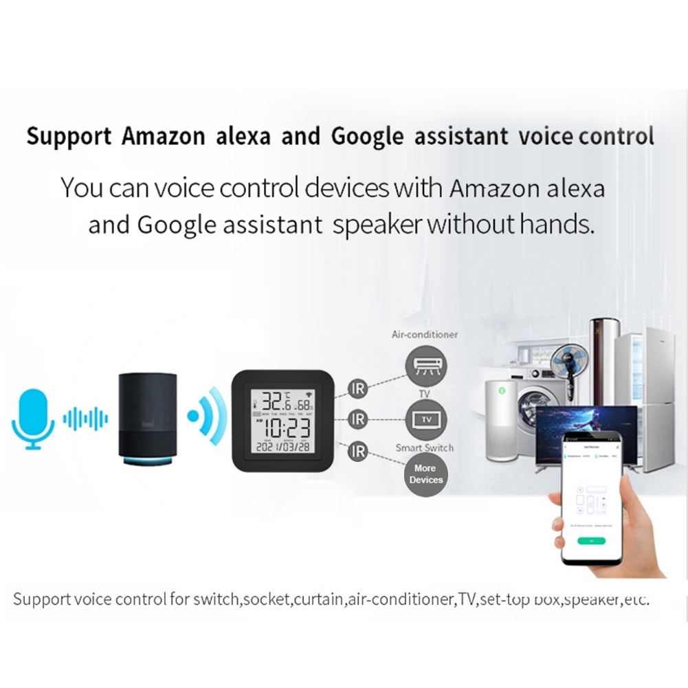 WiFi сензор за температура и влажност, IR Hub, дисплей  съвместим с  Tuya, Smart Life