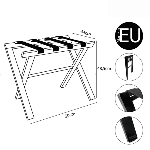 CLASSIC Дървена сгъваема поставка за багаж с текстилни ленти (копие)