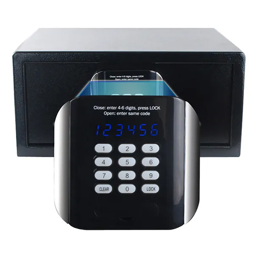 HOTELLO STAR Хотелси сейф с  електронно заключване, памет последните 100 отваряния, възможност за отдаване под наем, външни размери 200*420*370 (В*Ш*Д), осветление, черен. място за съхранение на 15"лаптоп (копие)