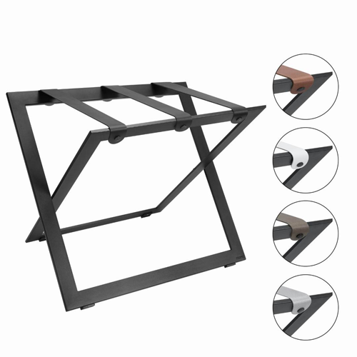 COMPACT M LS Сгъваема стоманена багажна поставка с кожени каишки