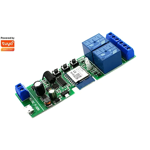 SMILE W2R RF WiFi+ RF смарт модул с 2 релета, 7-32V, inching, selflocking, interlock, Tuya