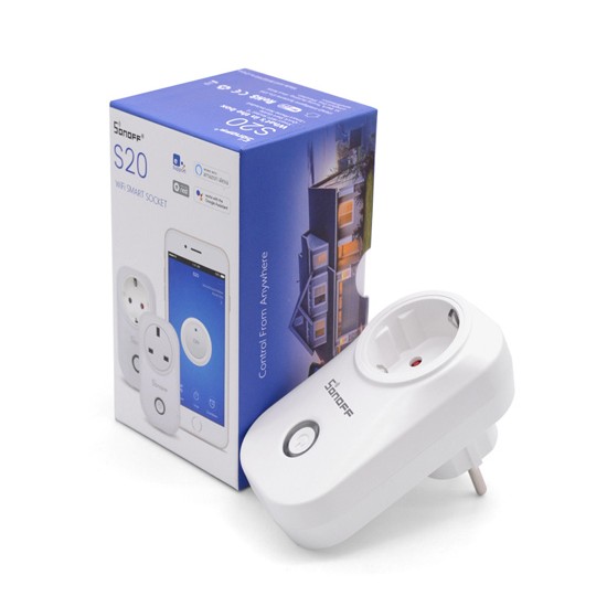WiFi контакт шуко , с работно напрежение от 90-250 VAC и максимална мощност 2200 W