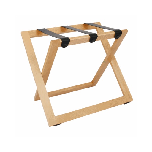 COMPACT LS Wooden folding luggage rack with leather straps